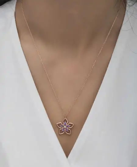 ​gümüş Rose Çiçek Kadın Kolye