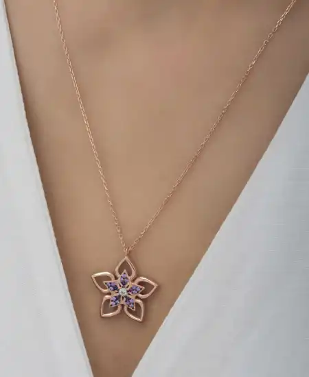 ​gümüş Rose Çiçek Kadın Kolye