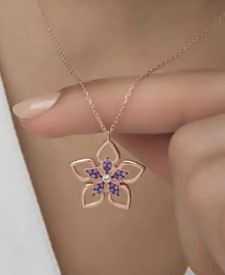 ​gümüş Rose Çiçek Kadın Kolye