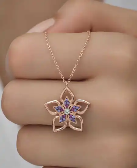 ​gümüş Rose Çiçek Kadın Kolye