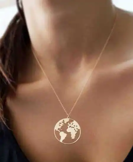 ​gümüş Rose Dünya Kolye