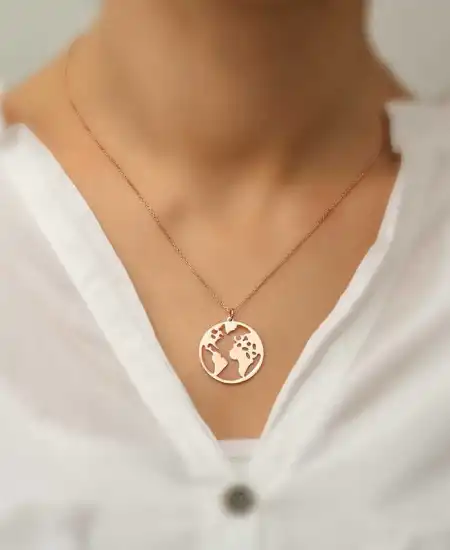 ​gümüş Rose Dünya Kolye