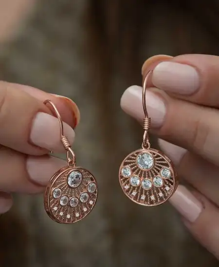 ​gümüş Rose Etnik Desenli Bayan Küpe