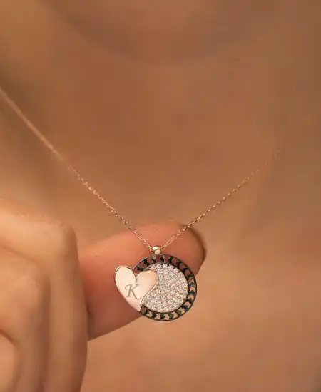 ​gümüş Rose Kalbe Giden Kalp Kolye