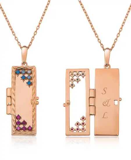 ​gümüş Rose Kapaklı Kişiye Özel Kolye