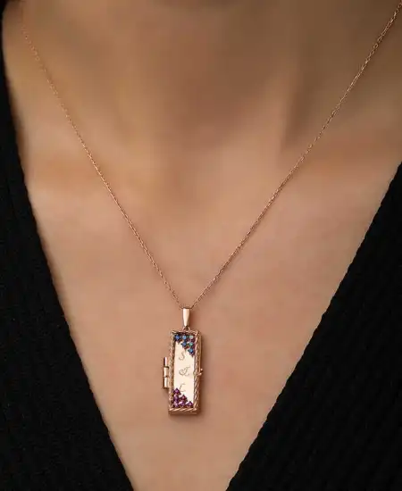 ​gümüş Rose Kapaklı Kişiye Özel Kolye