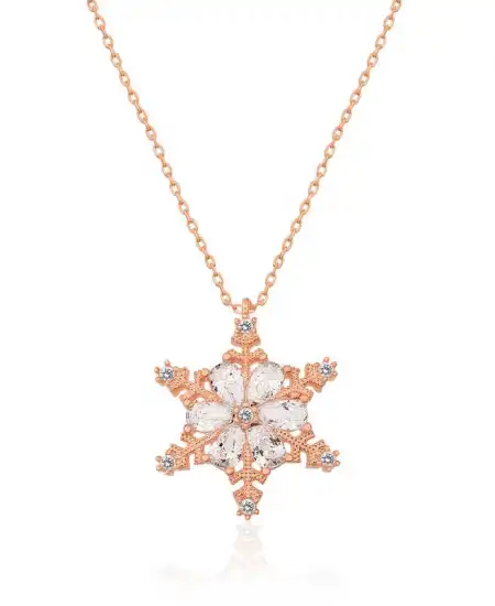 ​gümüş Rose Kar Çiçeği Bayan Kolye