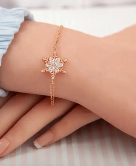 ​gümüş Rose Kar Çiçeği Kadın Bileklik