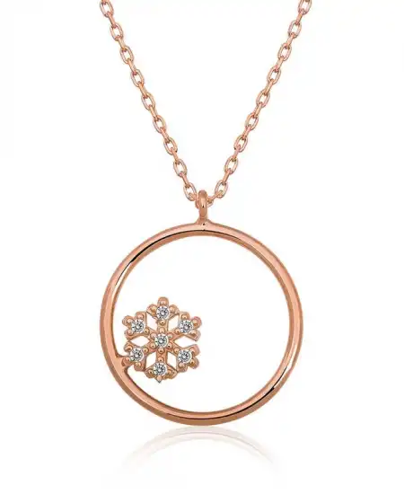 ​gümüş Rose Kar Tanesi Detaylı Halka Kolye