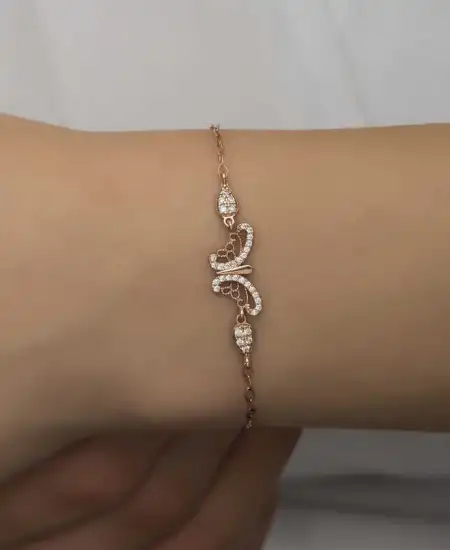 ​gümüş Rose Kelebek Kadın Bileklik