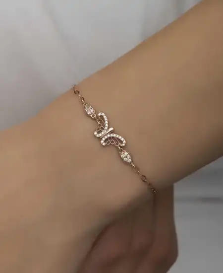 ​gümüş Rose Kelebek Kadın Bileklik