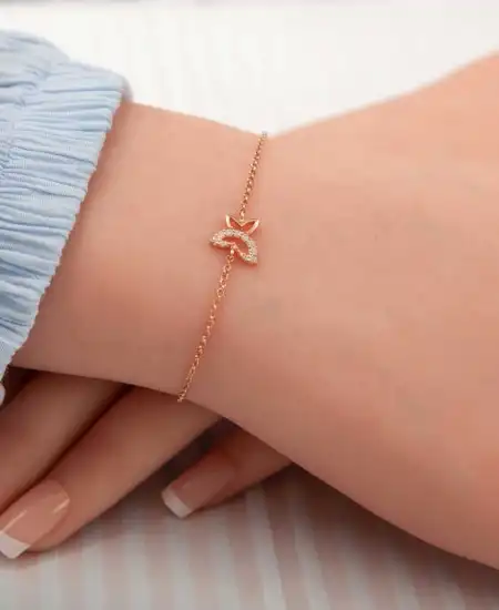 ​gümüş Rose Kelebek Kadın Bileklik