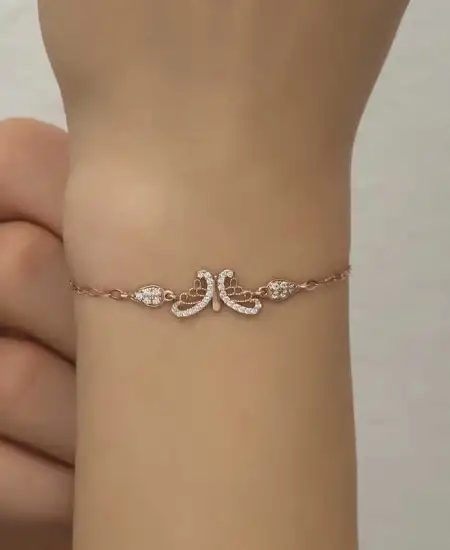 ​gümüş Rose Kelebek Kadın Bileklik