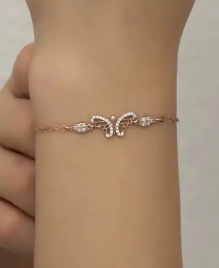 ​gümüş Rose Kelebek Kadın Bileklik