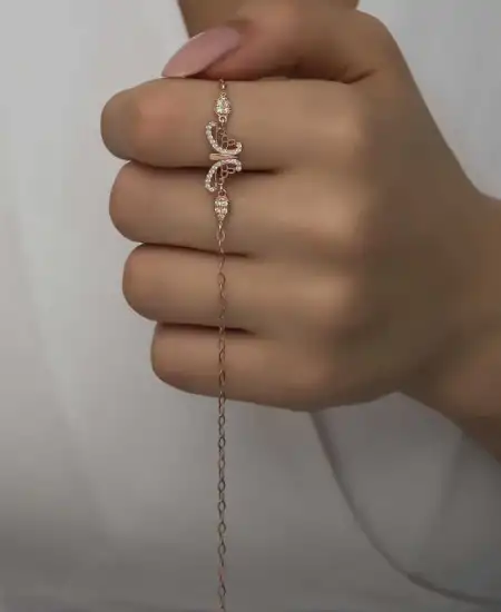 ​gümüş Rose Kelebek Kadın Bileklik