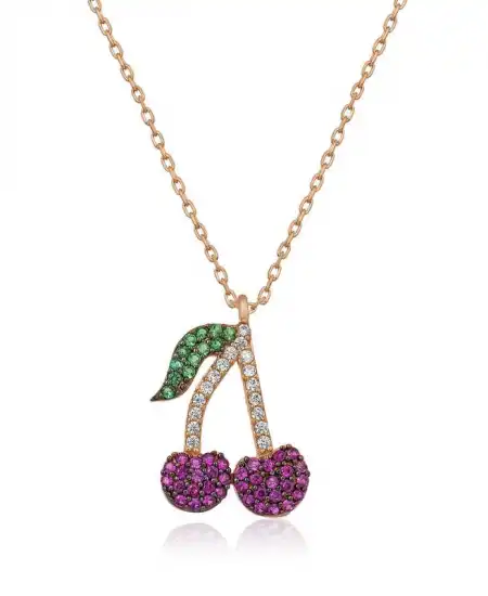 ​gümüş Rose Kiraz Bayan Kolye