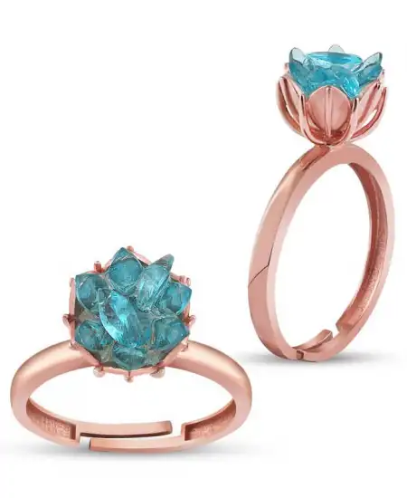 ​gümüş Rose Mavi Lotus Çiçeği Yüzük