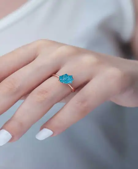 ​gümüş Rose Mavi Lotus Çiçeği Yüzük