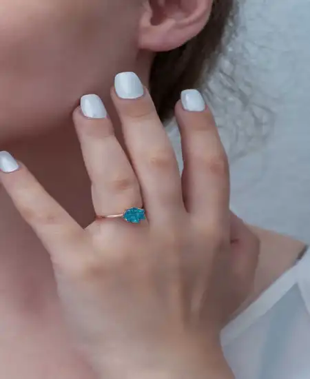 ​gümüş Rose Mavi Lotus Çiçeği Yüzük