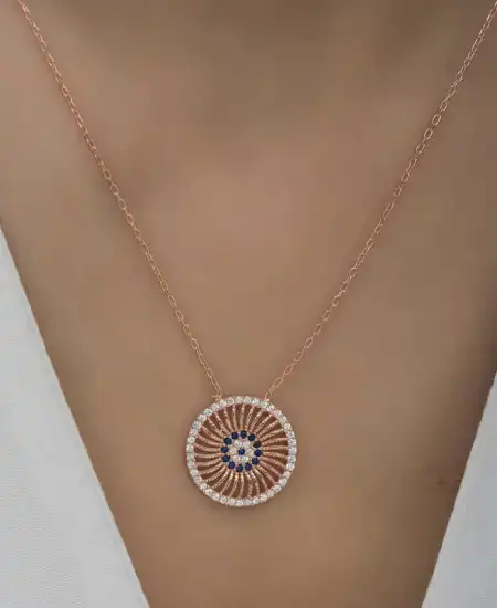 ​gümüş Rose Nazar Kadın Kolye