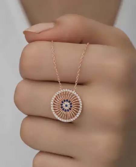 ​gümüş Rose Nazar Kadın Kolye