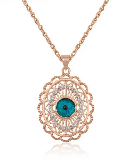​gümüş Rose Oval Nazar Bayan Kolye