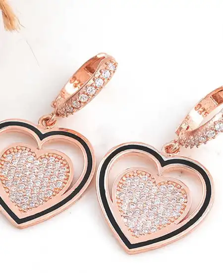 ​gümüş Rose Sallantılı Kalp Kadın Küpe