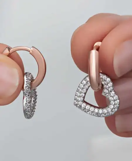 ​gümüş Rose Sallantılı Kalp Kadın Küpe