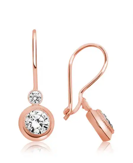 ​gümüş Rose Sallantılı Tek Taş Küpe