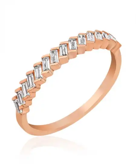 ​gümüş Rose Sıralı Baget Taşlı Bayan Yüzük