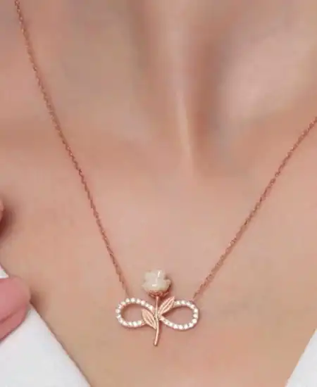 ​gümüş Rose Sonsuz Gül Bayan Kolye