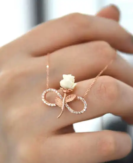 ​gümüş Rose Sonsuz Gül Bayan Kolye