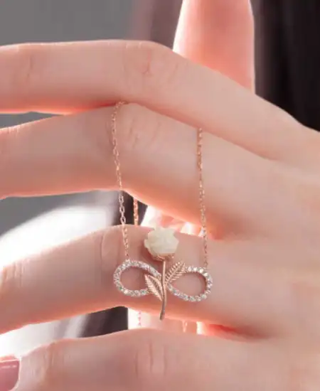 ​gümüş Rose Sonsuz Gül Bayan Kolye