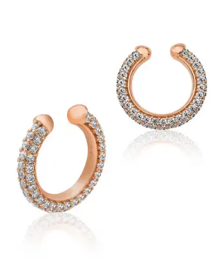 ​gümüş Rose Taşlı Halka Kıkırdak Küpe