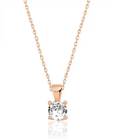 ​gümüş Rose Tek Taş Kolye