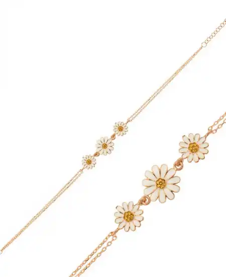 ​gümüş Rose Üçlü Papatya Bileklik