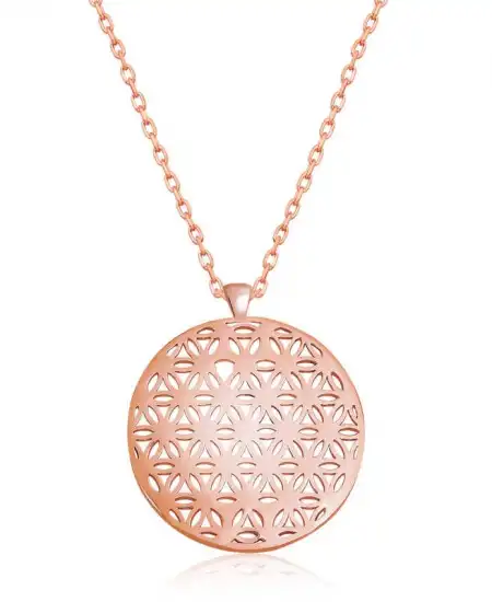 ​​gümüş Rose Yaşam Çiçeği Kolye