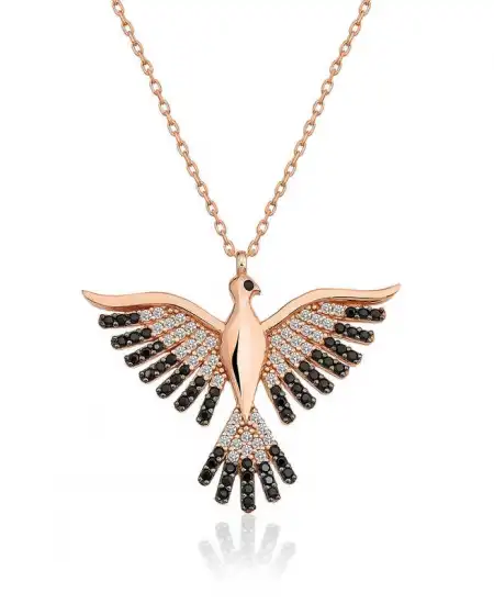 ​gümüş Rose Zümrüd-ü Anka Kuşu Bayan Kolye