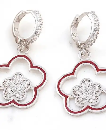 ​gümüş Sallantılı Çiçek Desenli Kadın Küpe