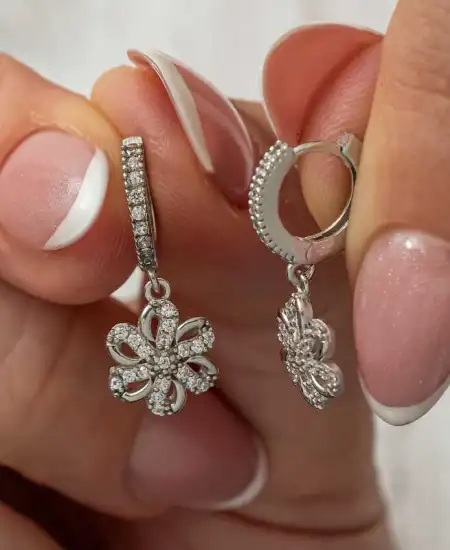 ​gümüş Sallantılı Çiçek Kadın Küpe