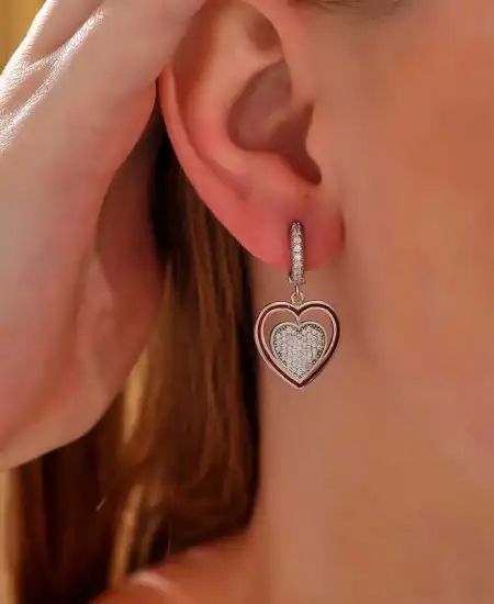 ​gümüş Sallantılı Kalp Kadın Küpe