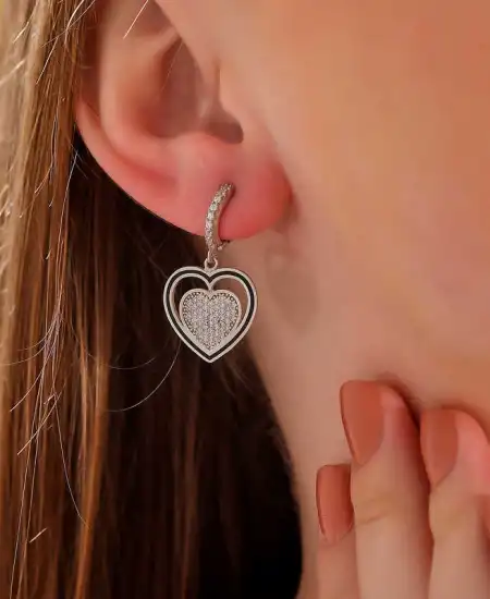 ​gümüş Sallantılı Kalp Kadın Küpe