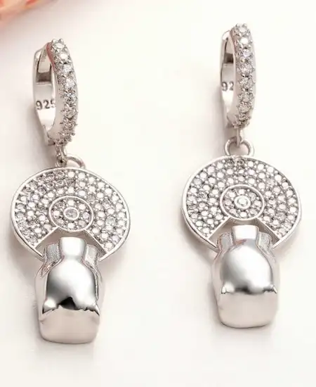 ​gümüş Sallantılı Kaplan Figürlü Kadın Küpe