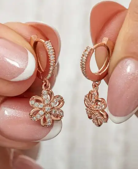 ​gümüş Sallantılı Rose Çiçek Kadın Küpe