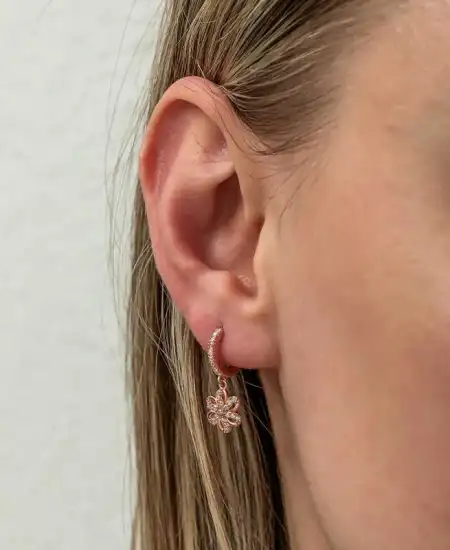 ​gümüş Sallantılı Rose Çiçek Kadın Küpe