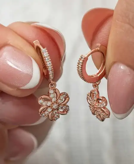 ​gümüş Sallantılı Rose Çiçek Kadın Küpe