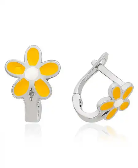 ​gümüş Sarı Çiçek Çocuk Küpesi