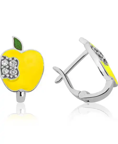 ​gümüş Sarı Elma Çoçuk Küpesi
