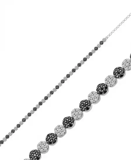 ​gümüş Siyah Beyaz Su Yolu Bayan Bileklik