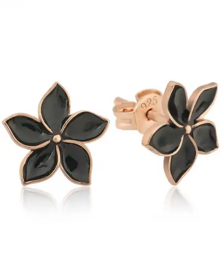 ​gümüş Siyah Yasemin Çiçeği Çivili Küpe